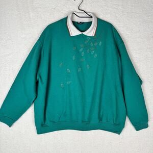 Sunburst Morning Sun Vintage Collared Sweatshirt Embellished Womens L Grannycore